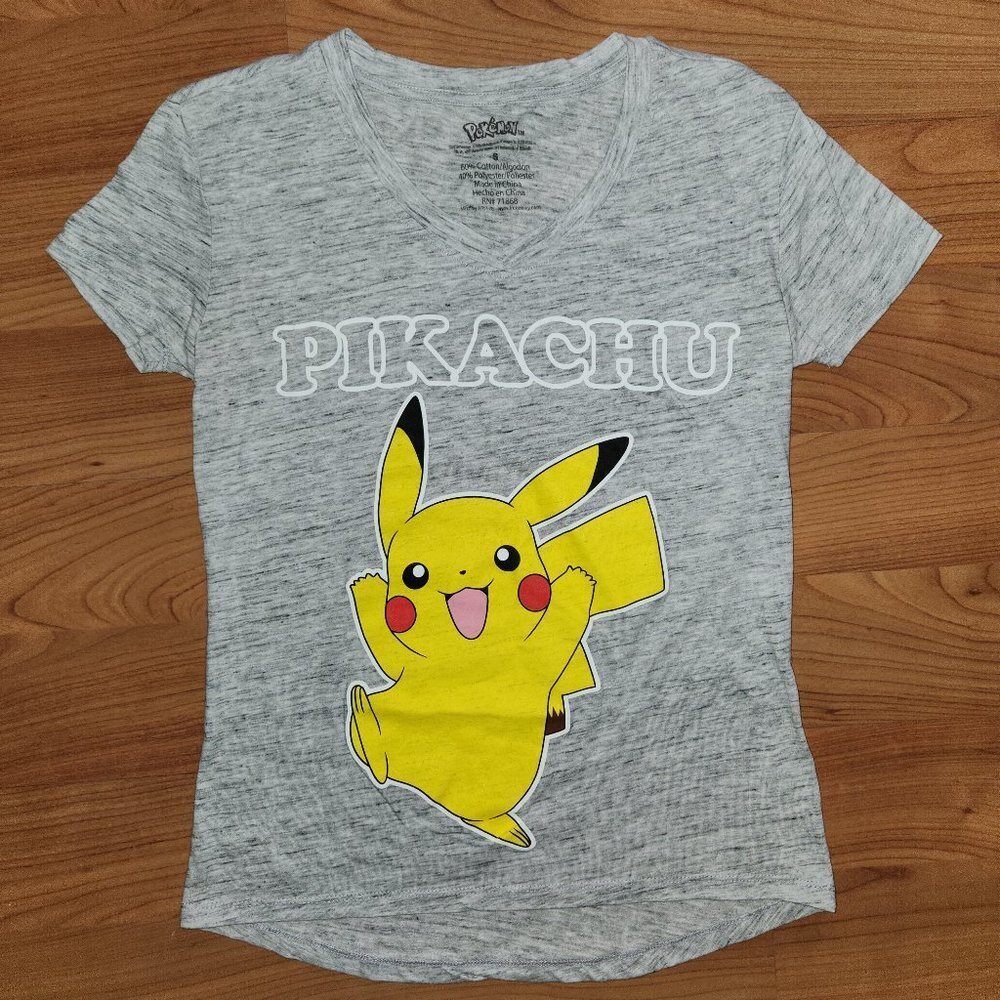Pokémon Women’s Grey Pikachu Shirt || Small EUC - Picture 2 of 9